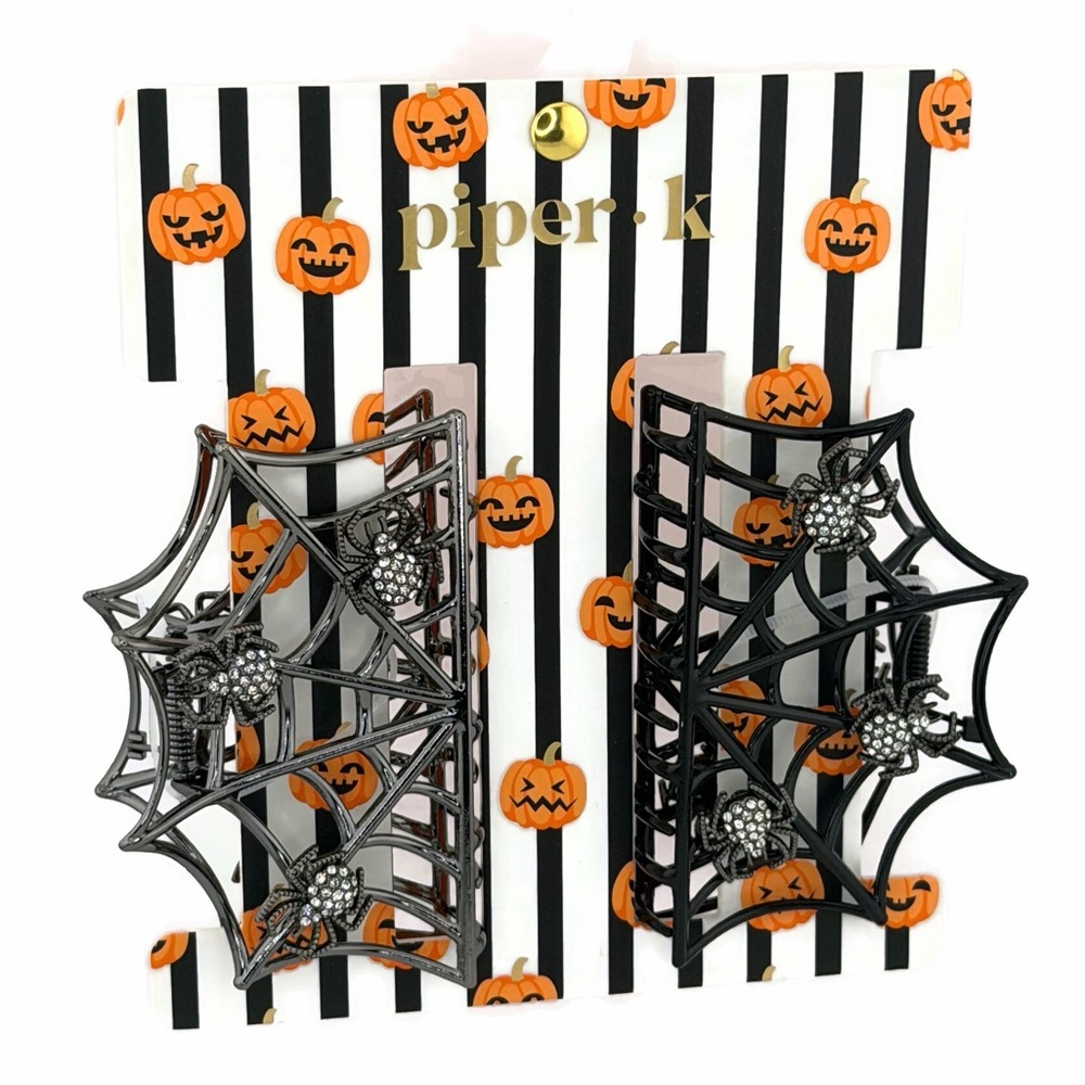 Piper K Halloween Goth Spider Web Claw Clips - Set of 2